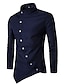 Χαμηλού Κόστους ανδρικά πουκάμισα σμόκιν-Men&#039;s Shirt Solid Colored Standing Collar Daily Basic Long Sleeve Slim Tops Chinoiserie White Black Red / Fall / Spring Casual Shirts