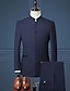 זול חליפות-שחור בורדו כחול כהה אנשיו של הצגה חתונה חליפות סט 2 חלקים מנדרינית אחיד גזרה מחוייטת כפתור נוסף של חזה יחיד 2023 / גזרה רגילה