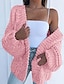 cheap Cardigans-Women&#039;s Cardigan Solid Color Casual Long Sleeve Oversized Sweater Cardigans Open Front Fall Winter Blushing Pink Black
