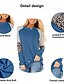 preiswerte T-Shirts für Damen-Damen Langarm T-Shirts Rundhalsausschnitt Farbe Block Leopardenmuster Streifen lässig Tunika Tops Blusen Leopard blau-s
