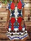 cheap Knee Length Dresses-Women&#039;s Shift Dress Knee Length Dress Green Gray Khaki Red Yellow Short Sleeve Tribal Print Summer V Neck Hot Casual 2022 S M L XL XXL 3XL 4XL 5XL