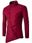 cheap Men&#039;s Tuxedo Shirts-Men&#039;s Shirt Solid Colored Standing Collar Daily Basic Long Sleeve Slim Tops Chinoiserie White Black Red / Fall / Spring Casual Shirts