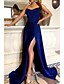 cheap Evening Dresses-Sheath / Column Beautiful Back Sexy Party Wear Formal Evening Dress Halter Neck Sleeveless Sweep / Brush Train Sequined with Sequin Split 2021