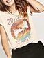 cheap Women&#039;s T-shirts-Women&#039;s T shirt Abstract Print Round Neck Basic Tops Cotton Beige
