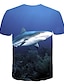 preiswerte Oberteile-Kinder Jungen T-Shirt Kurzarm Blau Farbblock 3D Tier Bedruckt Grundlegend Strassenmode / Sommer