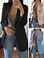 preiswerte Blazer für Damen-Damen Blazer Geschäft Normal Alltag Elegant und luxuriös Solide Öffnung vorne Normale Passform Polyester Herren Anzug Blau / Schwarz / Khaki - Gekerbtes Revers / Frühling