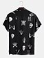お買い得  メンズシャツ-男性用 シャツ その他のプリント グラフィック スカル 半袖 Halloween トップの ヴィンテージ ブラック