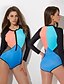 cheap Wetsuits &amp; Diving Suits-Delamon Women&#039;s One Piece Swimsuit Patchwork Padded Bodysuit Swimwear Black Quick Dry Ultra Light (UL) Wearable Long Sleeve - Swimming Surfing Water Sports Summer / Nylon / High Elasticity