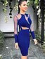 cheap Party Dresses-Women&#039;s Bodycon Knee Length Dress Black Blue Wine Long Sleeve Solid Colored Round Neck Basic Hot S M L XL