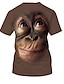 billige dyr og mupper-Herre Skjorte T skjorte T-skjorter Grafisk Dyr Orangutang Rund hals Svart Rosa Brun 3D-utskrift Fest Gate Kortermet Trykt mønster Klær Elegant og moderne Morsom Bekvem Stor og høy