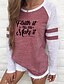economico T-Shirt da donna-Per donna Per eventi Fede maglietta Tinta unita Manica lunga Rotonda Top Cotone Top basic Nero Viola Rosso