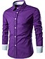 abordables Chemises habillées pour hommes-Chemise Homme Couleur Pleine Col Classique Manches Longues Vin Blanche Noir Gris Violet Grande Taille du quotidien Travail Mince Polyester Entreprise Casual / Printemps / Automne