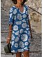 cheap Print Dresses-Women&#039;s Shift Dress Knee Length Dress Blue Purple Red Yellow Light Blue Half Sleeve Print Print Summer V Neck Hot Casual Loose 2022 S M L XL XXL 3XL 4XL 5XL