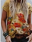cheap Women&#039;s T-shirts-Women&#039;s T shirt Tee Designer Summer Short Sleeve Floral Galaxy Flower 3D Print Round Neck Daily Print Clothing Clothes Designer Basic Yellow