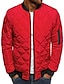 cheap Men&#039;s Outerwear-mens flight bomber jacket diamond quilted varsity jackets winter warm padded coats outwear red