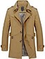 cheap Men’s Jackets &amp; Coats-Men&#039;s Unisex Trench Coat Overcoat Fall Spring Daily Work Regular Coat Notch lapel collar Single Breasted One-button Breathable Regular Fit Casual Jacket Long Sleeve Solid Color Navy Light Khaki Deep