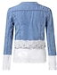 olcso Női dzsekik-Női Traper jakne Egyszínű Kollázs Alkalmi Hosszú ujj Kabát Ősz Tavasz Napi Egysoros Szokványos Zakók Kék / Pamut