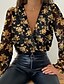 cheap Blouses &amp; Shirts-Women&#039;s Blouse Shirt Eyelet top Peasant Blouse Khaki White Black Lace Graphic Floral Casual Daily Long Sleeve V Neck Basic Elegant Casual Regular Floral Puff Sleeve S / Heart