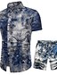 abordables Chemise hawaïenne homme-chemises d&#039;été pour hommes ensembles de pantalons mode costume imprimé floral décontracté à manches courtes boutonné tops shorts tenue (rouge, xxxxxl)