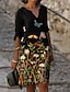 Χαμηλού Κόστους Print Φορέματα-Γυναικεία Φόρεμα ριχτό Μίντι φόρεμα Μαύρο Μισό μανίκι Ζώο Στάμπα Φθινόπωρο Άνοιξη Λαιμόκοψη V καυτό Χαλαρή Εφαρμογή 2023 M L XL XXL 3XL
