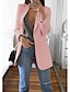 cheap Blazers-Women&#039;s Blazer Classic Solid Color Chic &amp; Modern Long Sleeve Coat Casual Fall Spring Regular Open Front Jacket Black / Daily / Pocket