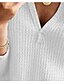 billige Bluser og skjorter til kvinner-Dame Bluse عادي Ensfarget Bluse Skjorte Langermet Strikking V-hals Grunnleggende Fritid Svart Grå S