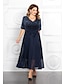 cheap Mother of the Bride Dresses-A-Line Mother of the Bride Dress Elegant Plus Size V Neck Ankle Length Chiffon Sequined Half Sleeve with Appliques 2023