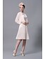 cheap Mother of the Bride Dresses-A-Line Mother of the Bride Dress Wrap Included Jewel Neck Knee Length Chiffon Lace Long Sleeve yes with Appliques Ruching 2023