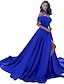 Χαμηλού Κόστους Βραδινά Φορέματα-Γραμμή Α Βραδινά φορέματα Μινιμαλιστική Φόρεμα Χοροεσπερίδα Επίσημο Βραδινό Μακριά ουρά Αμάνικο Ώμοι Έξω Σατέν με Με Άνοιγμα Μπροστά 2024