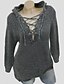 cheap Sweaters-Women&#039;s Pullover Sweater Jumper Knit Lace up Solid Color V Neck Casual Daily Fall Winter Black Blue S M L / Long Sleeve / Hooded / Spring / Regular Fit