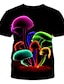 cheap Men&#039;s 3D Tee-Graphic Mushroom Exaggerated Men&#039;s 3D Print Shirt T shirt Tee Party Daily T shirt Black Yellow Black / Purple Short Sleeve Round Neck Shirt Clothing Apparel Normal S M L XL 3XL XXL