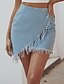 cheap Women&#039;s Skirts-Women&#039;s Casual / Daily Basic Skirts Solid Colored Tassel Fringe Blue