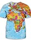 cheap Men&#039;s Tees &amp; Tank Tops-Men&#039;s Unisex Tee T shirt Tee Shirt World Map Graphic Patterned 3D Print Round Neck Party Daily Short Sleeve Print Tops Exaggerated Rainbow