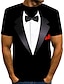 levne pánské 3D tričko-Pánské Trička Smokingové košile Grafika Kulatý Černá Bílá Žlutá Fialová Rubínově červená 3D tisk Denní Krátký rukáv Tisk Oblečení Přehnaný Základní