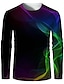 cheap Men&#039;s 3D Tee-Men&#039;s T shirt Tee Shirt Graphic Optical Illusion Round Neck Black 3D Print Plus Size Daily Holiday Print Clothing Apparel Exaggerated Elegant / Long Sleeve / Long Sleeve