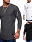 お買い得  メンズカジュアルTシャツ-男性用 Tシャツ シャツ 非印刷 ソリッド ラウンドネック 日常 週末 長袖 トップの ベーシック ブラック アーミーグリーン