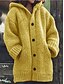 halpa セーター＆カーディガン-Women&#039;s Cardigan Knitted Button Solid Colored Solid Color Basic Casual Keep Warm Cotton Long Sleeve Regular Fit Loose Sweater Cardigans Hooded Fall Winter Fall &amp; Winter Yellow / Daily / Coat