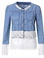 cheap Women&#039;s Jackets-Women&#039;s Denim Jacket Solid Colored Patchwork Casual Long Sleeve Coat Fall Spring Daily Single Breasted Regular Jacket Blue / Cotton