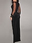 cheap Jumpsuits &amp; Rompers-Women&#039;s Jumpsuit Solid Color High Waist Mesh Elegant V Neck Wide Leg Party Daily Long Sleeve Slim Black Wine S M L Fall