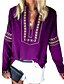 cheap Women&#039;s Blouses &amp; Shirts-Women&#039;s Shirt T shirt Tee Blouse Red Purple Green Geometric Long Sleeve Daily V Neck Regular Fit