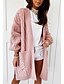 cheap Cardigans-Women&#039;s Cardigan Plain Solid Color Hollow Out Knitted Acrylic Fibers Basic Long Sleeve Sweater Cardigans Fall Winter V Neck Blushing Pink Gray Beige