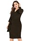 cheap Plus Size Dresses-Women&#039;s Sheath Dress Knee Length Dress Black Wine Long Sleeve Solid Color Split Ruched Ruffle Fall V Neck Casual 2021 XL XXL 3XL 4XL 5XL / Plus Size