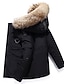 abordables Manteaux &amp; vestes-Homme Manteau d'hiver Doudoune Parka avec fausse fourrure 90% duvet de canard blanc Sport &amp; Loisir Chaud Hiver Couleur unie Noir Vin Doudoune