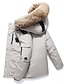 cheap Men&#039;s Downs &amp; Parkas-Men&#039;s Winter Coat Down Jacket Parka with Faux Fur 90% White duck down Sports &amp; Outdoor Thermal Warm Winter Solid Color Black Wine Beige Puffer Jacket