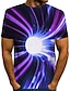 cheap Men&#039;s Tees &amp; Tank Tops-Men&#039;s Tee T shirt Graphic Optical Illusion 3D Print Round Neck Daily Short Sleeve Print Tops Basic Exaggerated Green Purple Red