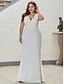 cheap Evening Dresses-Mermaid / Trumpet Plus Size Vintage Engagement Formal Evening Dress V Neck Sleeveless Sweep / Brush Train Lace with Draping Lace Insert 2021