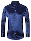 저렴한 남자 턱시도 셔츠-남성용 블라우스 셔츠 프롬 셔츠 긴 소매 한 색상 칼라 라이트 블루 네이비 화이트 블랙 퍼플 캐쥬얼 작동 의류 실크 빈티지 클래식 / 여름 / 봄 / 여름