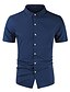 cheap Men&#039;s Shirts-Men&#039;s Shirt Solid Colored Short Sleeve Daily Tops Cotton Casual Button Down Collar Light Blue Wine Red Purple