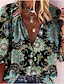 baratos Blusas e Camisas de mulher-Mulheres Camisa Social Blusa Floral Abstrato Flor Preto Vermelho Imprimir Manga Longa Diário Básico Decote V Forma Assenta Primavera Outono