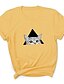 cheap Women&#039;s T-shirts-Women&#039;s T shirt Tee White Yellow Light Green Animal Print Short Sleeve Daily Weekend Basic Round Neck